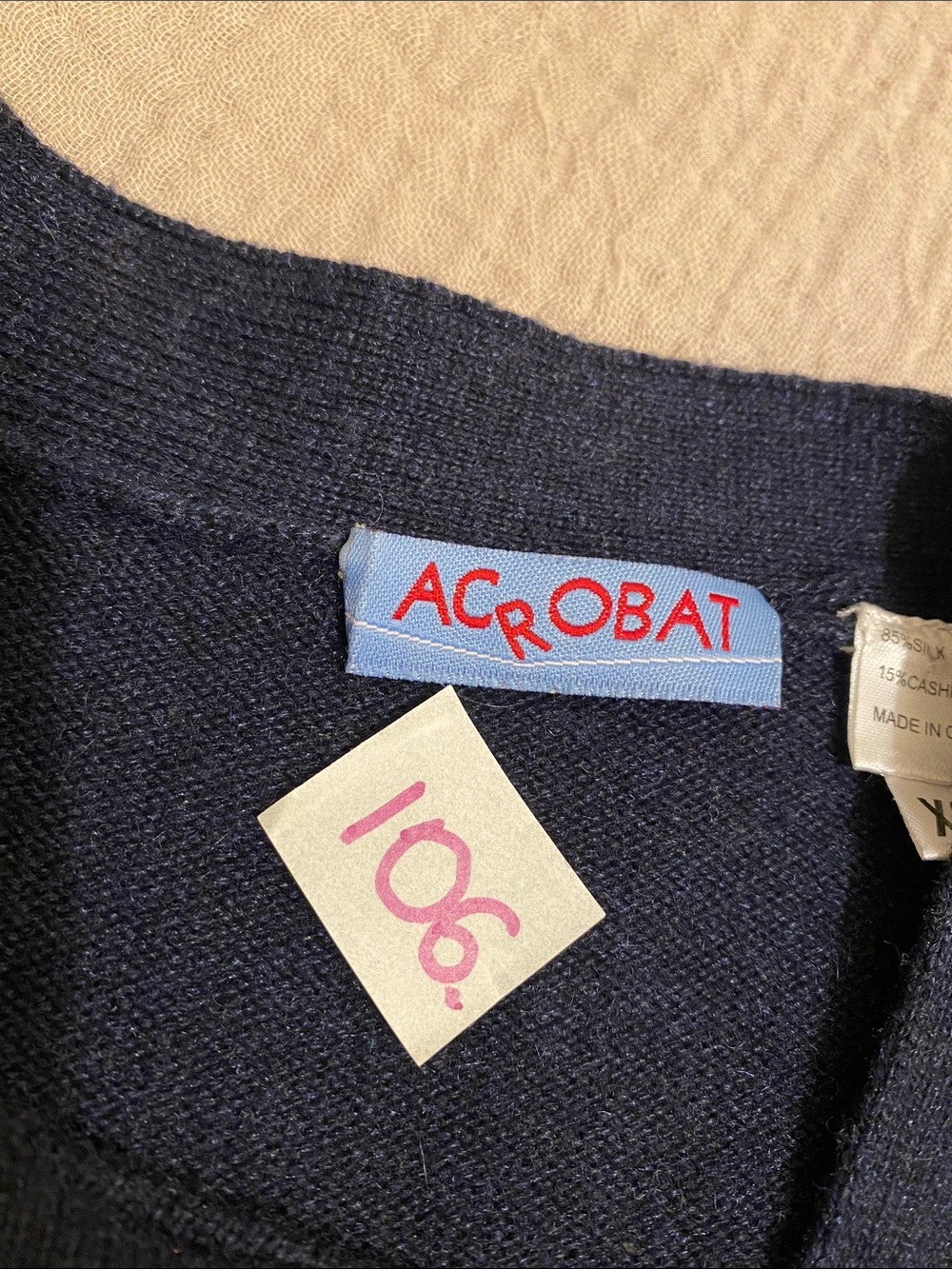ACROBAT SILK CASHMERE Dark Navy Open-Front Cardigan Sweater. Size XS - Picture 8 of 8